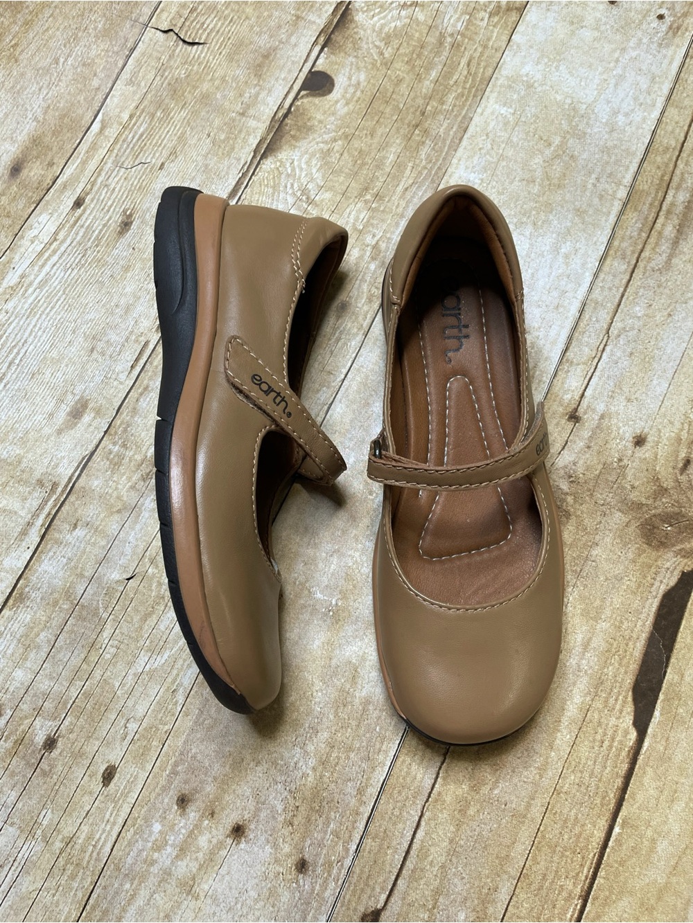 Earth Tan Tose Lug Sole Square Toe Casual Ballet Flats Shoes